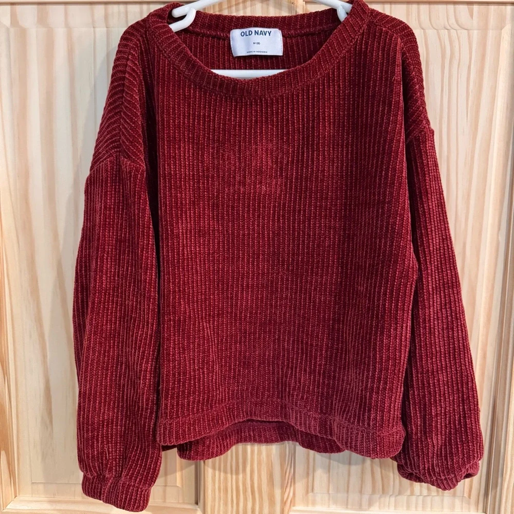 Old Navy Girls Ribbed Soft Stretchy Crew Neck Sweater Red‎ medium 8